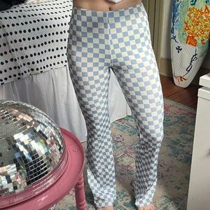 blue and white checkered elodie pants